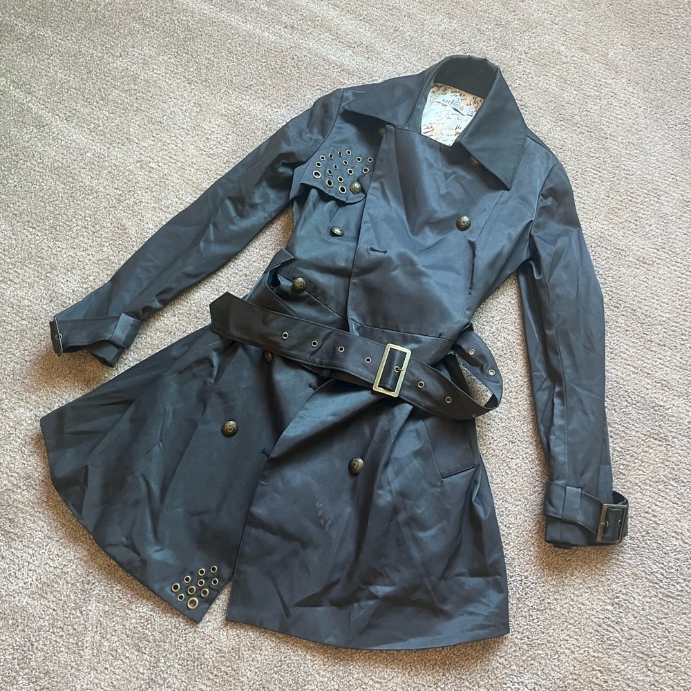 VTG 00’s / Y2K Kat Von D Los Angeles Women’s Trench Coat - Picture 2 of 9